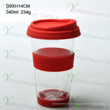 Boca-soprado vidro de parede dupla 300ml, resistente ao calor Vidro de borosilicato alto para beber, copo de café de grau alimentar 350